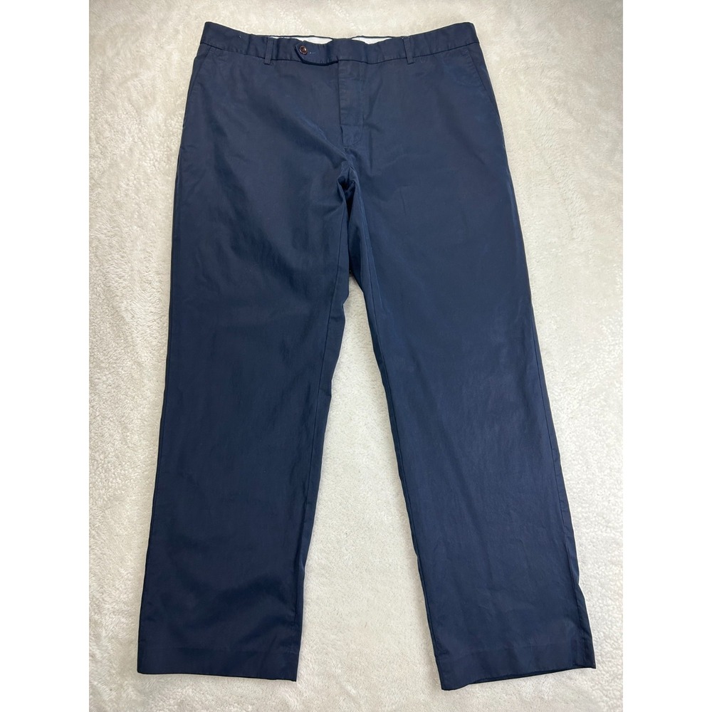 Polo Ralph Lauren Silk Blend Pants Mens 38x32 Navy Blue Flat Front Mid Rise